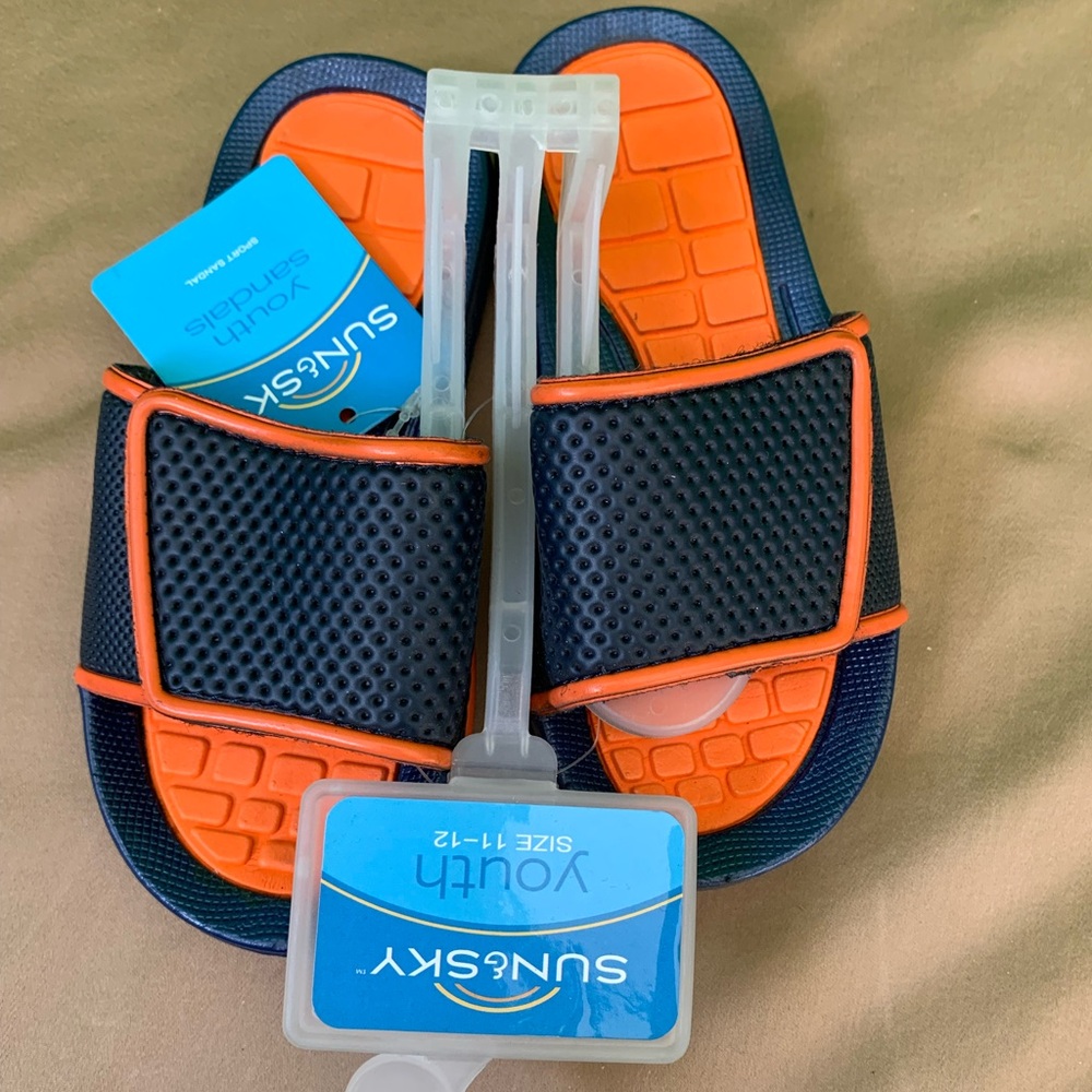SunSky Youth Sport Sandals Size 11–12 Navy & Orange –‎ New With Tags